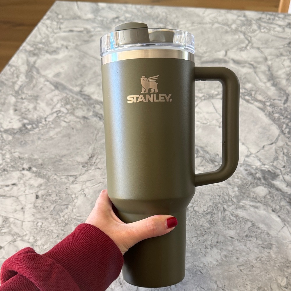 Stanley Olive Green Travel Mug with Handle